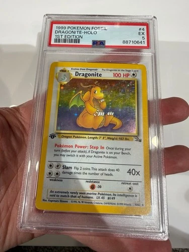 PSA 5 Pokemon Dragonite 1st Edition Ed Fossil Holo 1999 4