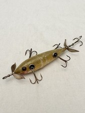 Early Vintage Pflueger 5 Hook Minnow Wood Lure W See through Hardware