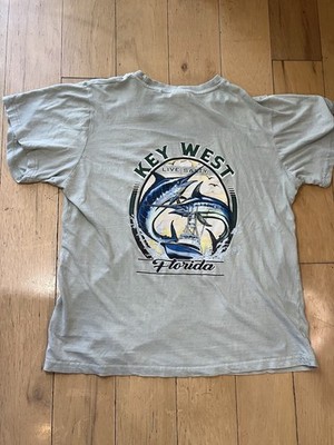 Key West Gray Graphic Logo Fish Men's Jersey T-Shirt