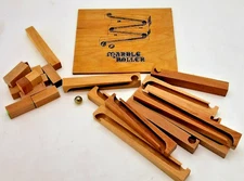 Vintage Wooden Marble Roller Maze Game Toddler Kids STEM Learning Ball Ramp Kit