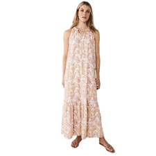 Nine West Palm Print Tiered Peasant Ankle Length Maxi Dress N0475