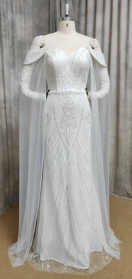 HBH Brautmode I Brautkleid Fit & Flair m V Ausschnitt glitzer Einzelstück Gr.36 - Bild 1 von 2