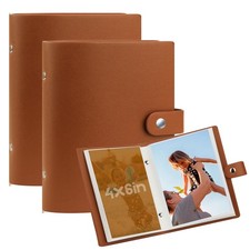 2 Pack Small Photo Album 4x6 Pictures - 52 Pocket Mini 52Pockets, Brown