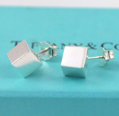 Tiffany & Co. Frank Gehry Würfel Ohrstecker 7 mm Sterlingsilber 925 mit Box