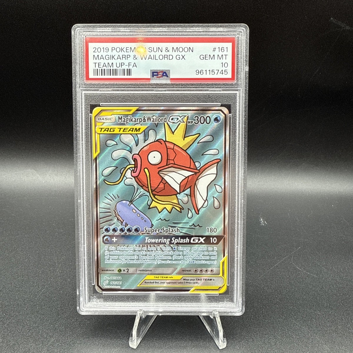 ポケモンカードゲーム MOON MAGIKARP & WAILORD GX PSA10 Pokemon Magikarp & Wailord GX Team Up Full Alt Art #161 PSA