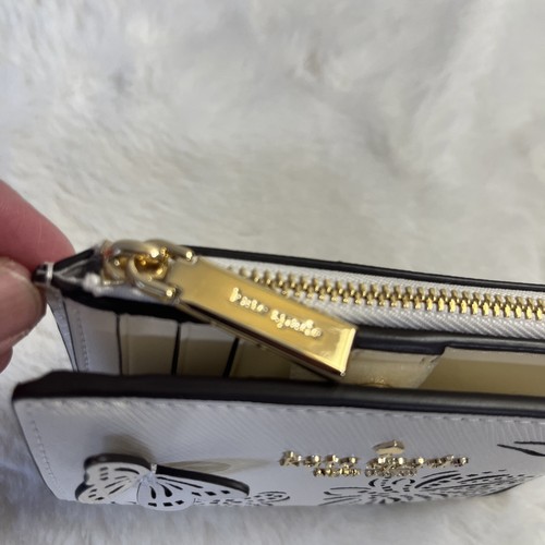 NWT Kate Spade Madison Perforated Small L-zip Wallet Meringue - Picture 7 of 10