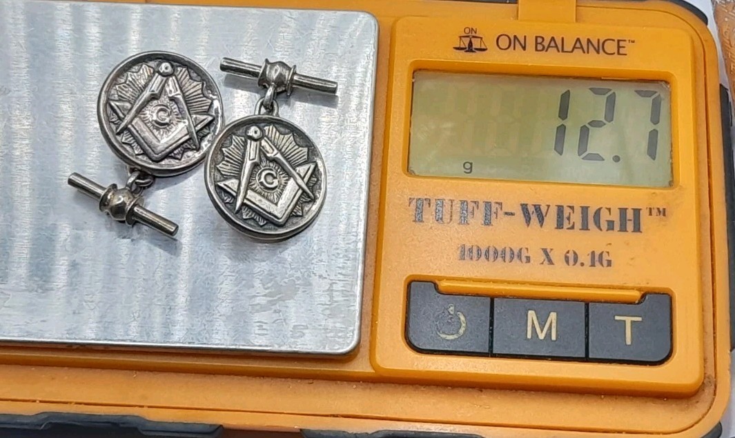 Pair Of Quality 925 Sterling Silver Masonic Cufflinks - Freemasons Mason's 