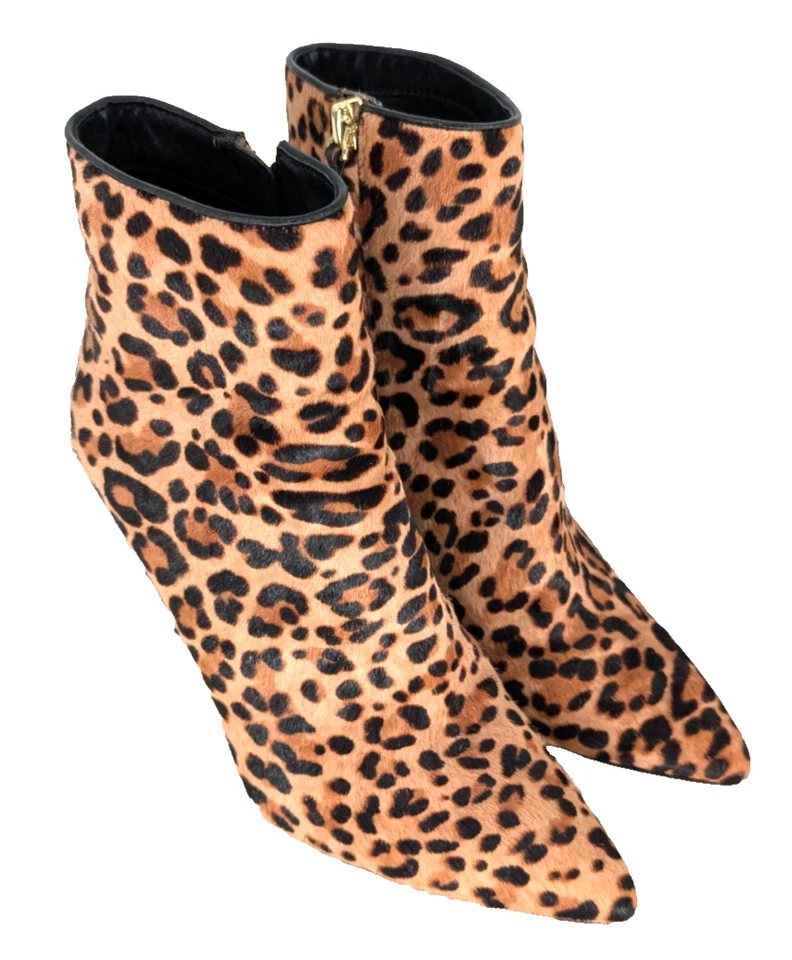 Botines Alice + Olivia Celyn Leopardo Pelo de becerro Stiletto Cremallera al Tobillo Glam Talla 8 Foto 2 de 4