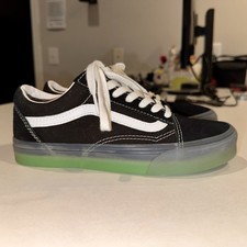 Vans Old Skool Canvas Lace-Up Sneakers Black/White/Green Men's 5. Women  s 7.