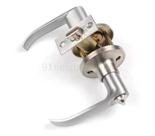 Entry Door Lever Lock Set Privacy Keyed Knob Lockset Handle+3 Keys Satin Nicke