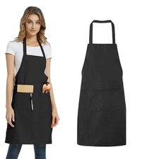 1PC Kitchen Chef Bib Apron Cooking 2 Pockets Butcher Catering Restaurant Drawing