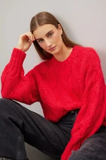 Love, Whit by Whitney Port Red Chunky Cable Knit Sweater Size XS NWT  $275msrp