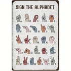 Tin Metal Signs Home Décor Vintage American Language Alphabet Educational Art Ru