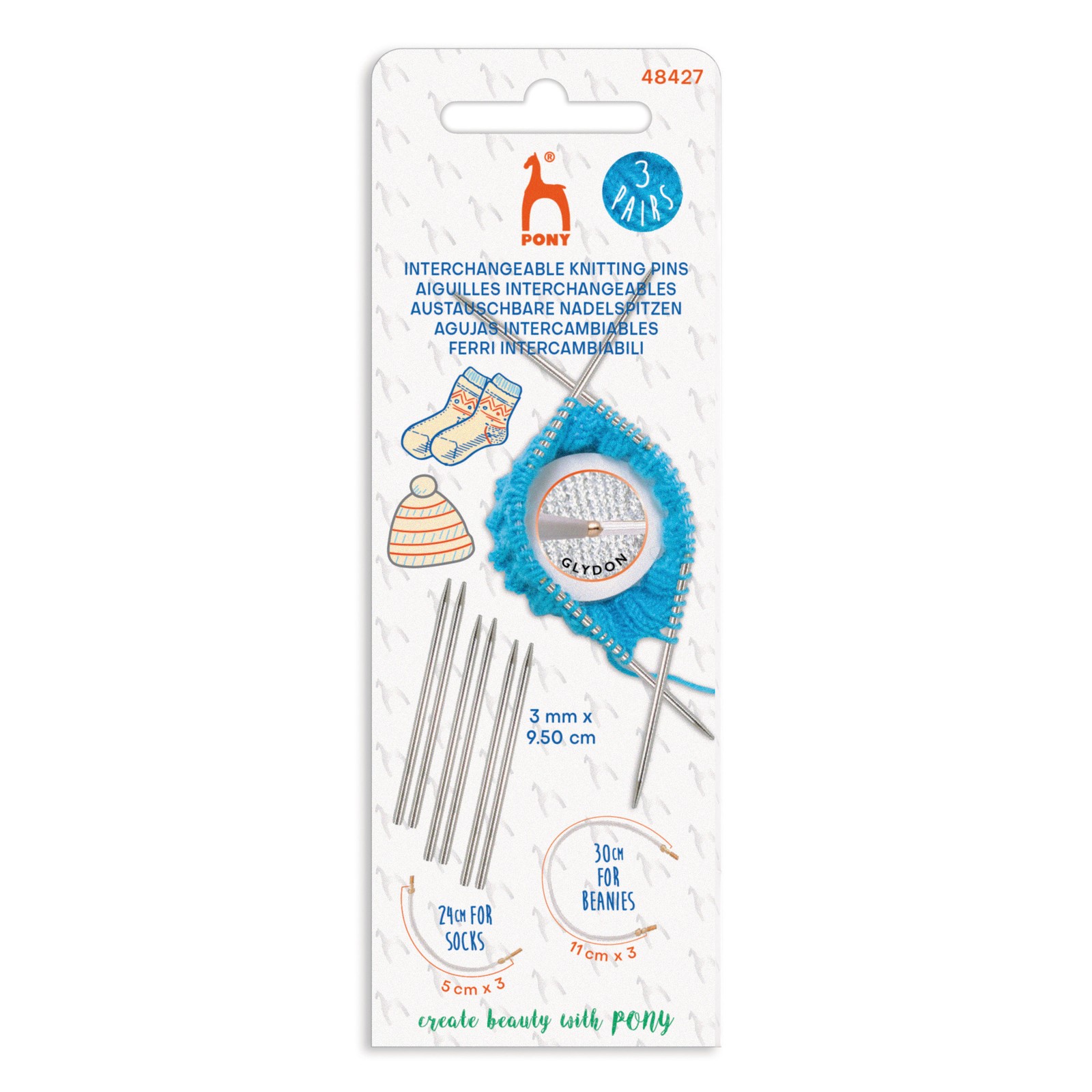Pony Knitting Pins: Circular: Interchangeable: 3-Pairs Set: 9.50cm x 3.00mm - Image 2