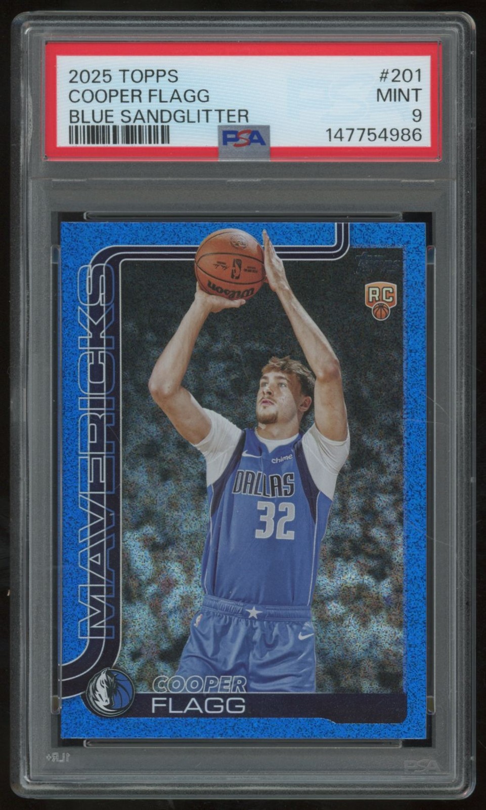 COOPER FLAGG 2025-26 TOPPS SANDGLITTER BLUE SSP #201 RC PSA 9