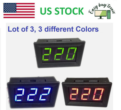 3Pcs AC 70-500V digital voltmeter LED display 2 wire volt voltage test meter