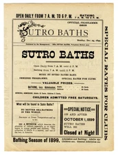 12/24/1899 SAN FRANCISCO SUTRO BATHS BATH HOUSE~ANTIQUE SWIMMING EVENTS PROGRAM