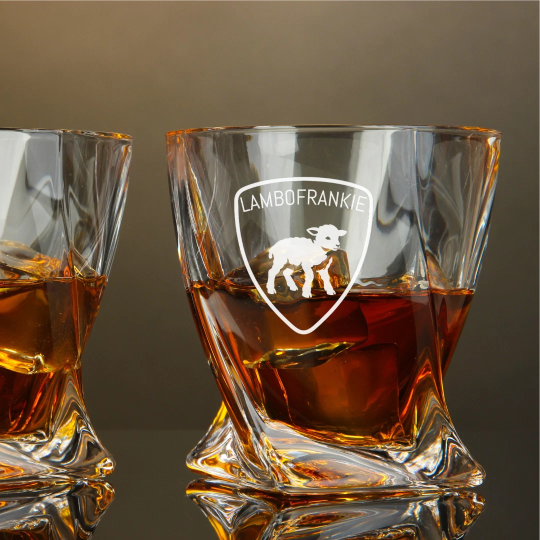 Engraved Personalized LAMBOYOURNAME Whiskey Glass