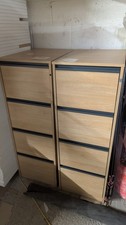 two oak effect 4 drawer filing cabinets
