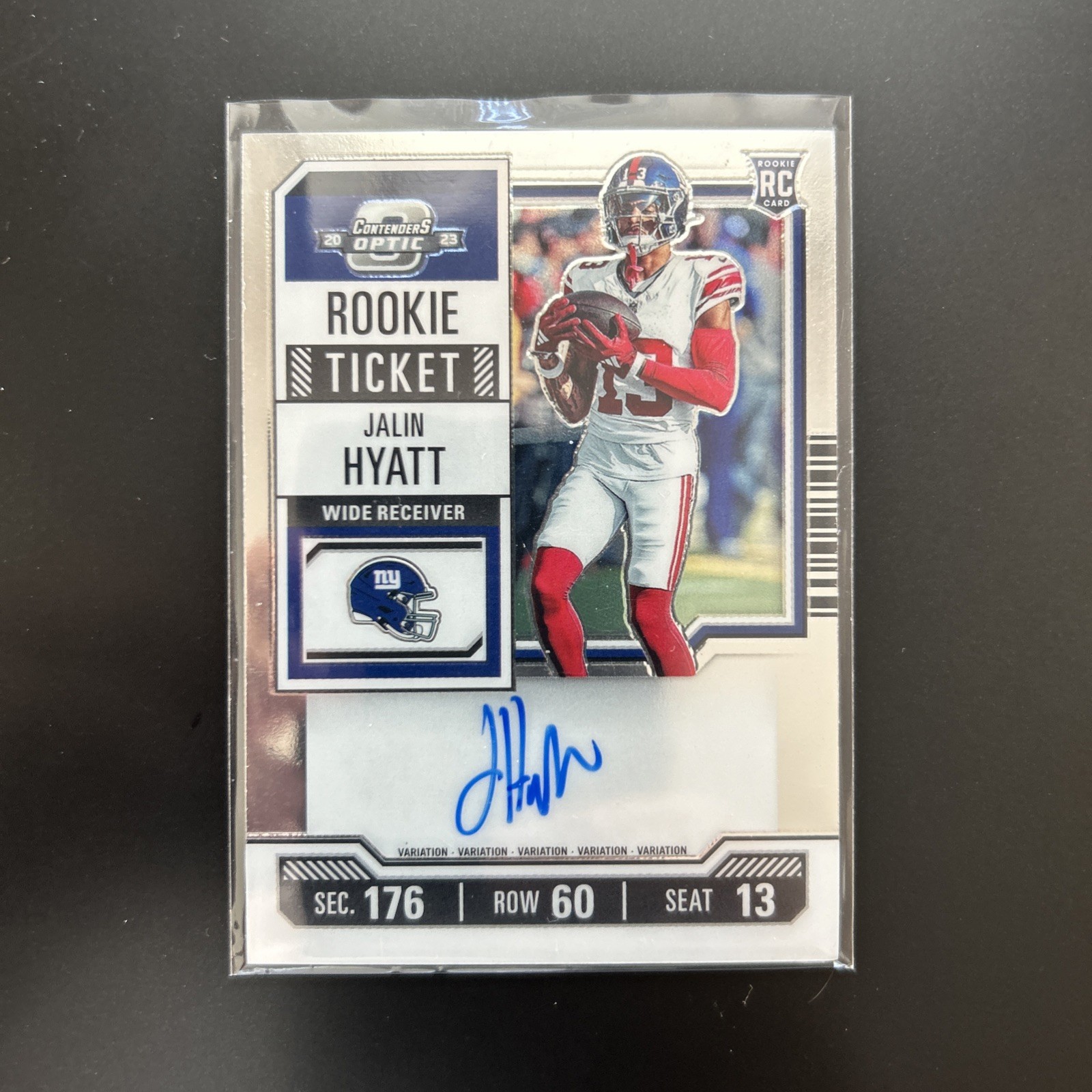 Jalin Hyatt 2023 Contenders Optic Variation RC Rookie Ticket Auto 115 Giants