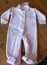 BNWT BABY GIRLS MINI MODE PINK COLLARED BABYGROW WITH RABBIT MOTIF- 3-6 MONTHS
