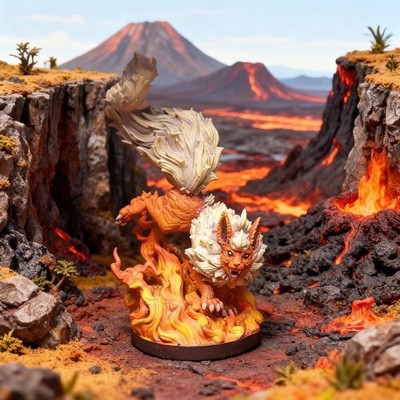 Fire Dog Kaijumon Extra Durable 3D Resin Print Painted Pokeminiature