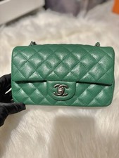 Chanel mini classic Rectangular Green bag