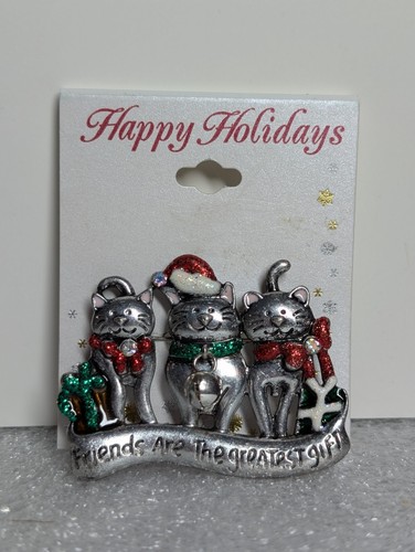 Nuevo broche de gatos navideños con marca KC Los amigos son el mejor regalo - Imagen 3 de 8