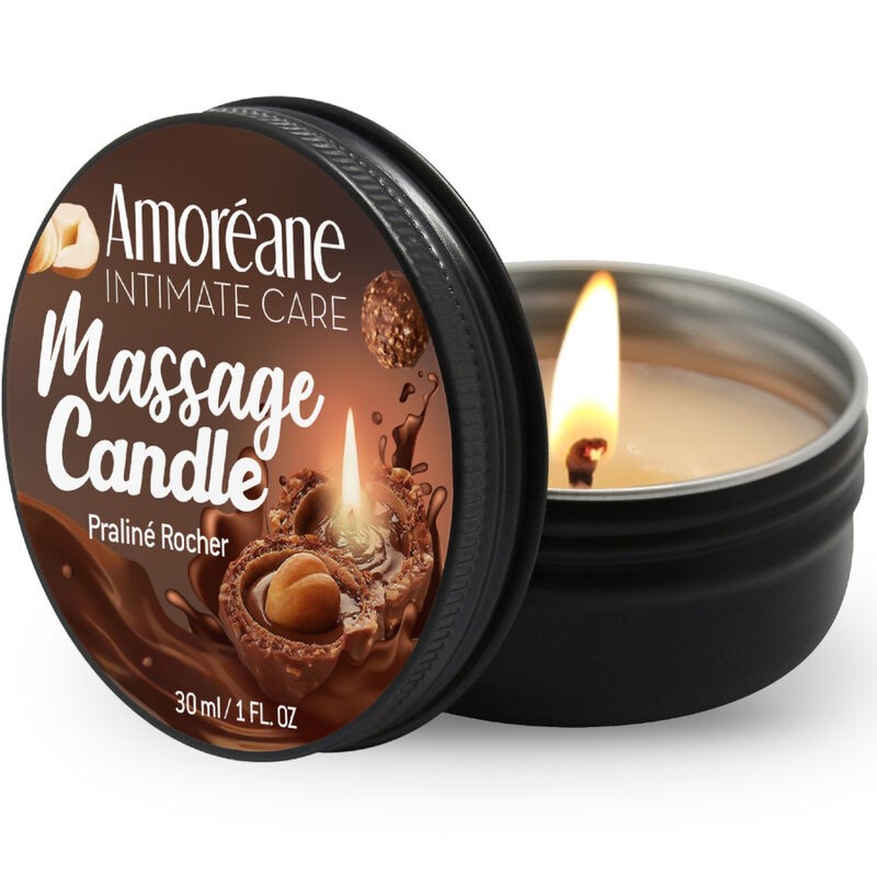 Bougie de massage AMOREANE Rocher Praline 30 ml pour moment de détente