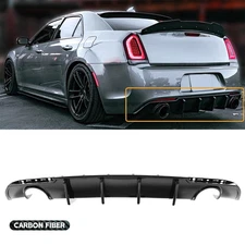 Rear Bumper Diffuser Valance Shark Fins Carbon Fiber For CHRYSLER SRT 300 15-23
