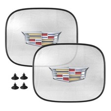 Cadillac Crest Logo Logo Car Side Window Mesh Sun Shades, 2 Pack