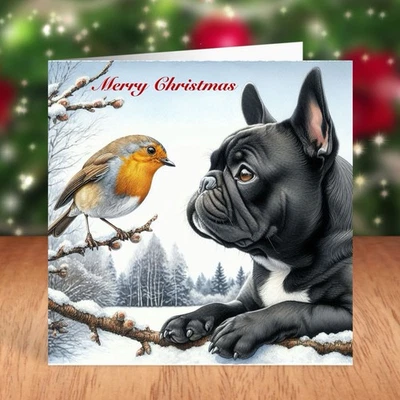 FAT CAT & LAZY DOG French Bulldog Dog Christmas Card