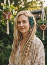 Beaded Boho Hippie Barrette With Star Fringe  French Clip Closure Guatemalan