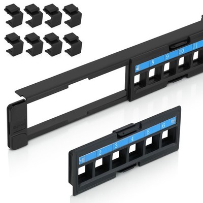 24 Port Keystone Patch Panel (4-Pack) - Removable 1U (24-Port), Black