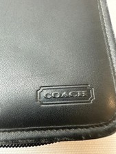 Vintage Coach Zippered Clutch, Black Leather,