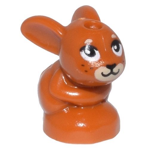 Lego Animal Friends Dunkelorange Baby Hase Kaninchen Sitzende Minifigur (Klein)-image