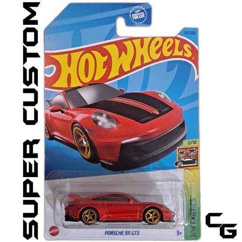 2023 Porsche 911 GT3 Hot Wheels Exotics Car Red Super Custom Real Riders Carded - 第 1/4 張圖片