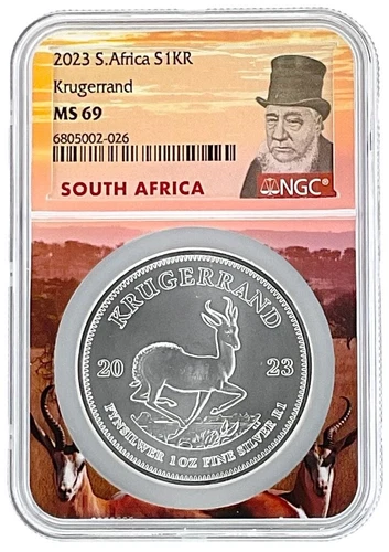 2023 South Africa 1oz Silver Krugerrand NGC MS69 Kruger Core