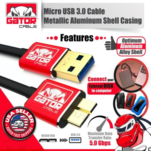 Micro USB 3.0 Cable SYNC High Data For HDD HD Portable External Hard Drive 10FT - Picture 2 of 13