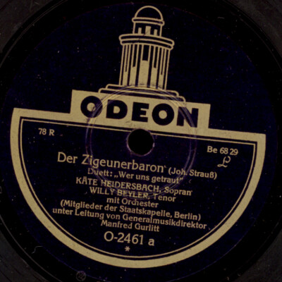 KÄTHE HEIDERSBACH & WILLY BEYLER ''Zigeunerbaron'' Duett   Schellackplatte S4285