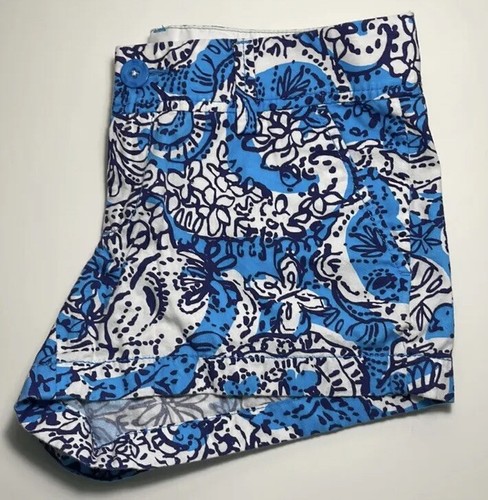 Pantalones Cortos Lilly Pulitzer Hippy Hippy Shake Ariel Azul Walsh Damas Talla 2 - Imagen 2 de 8
