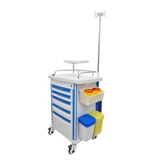 Mobile Nurse Medical Trolley Cart 5-tier Anesthesia Trolley Emergency Crash Cart
