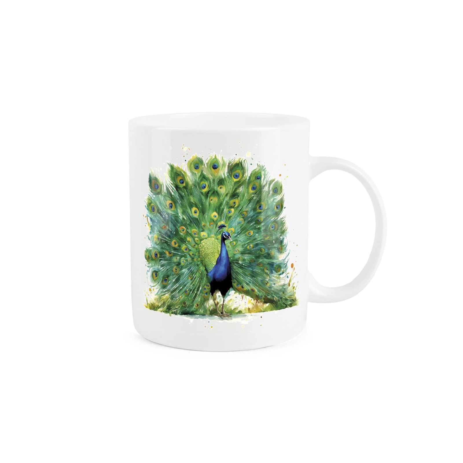 Majestic Peacock Mug - Colourful Exotic Feathered Bird Gift - Bone China Cup