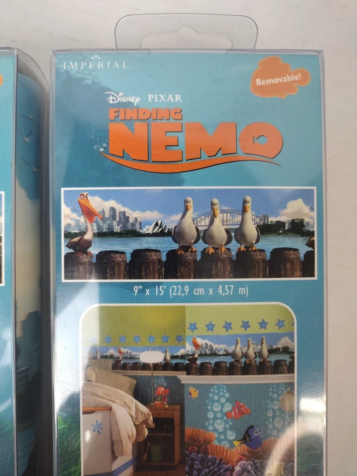 Paquete de 2 bordes de pared autoadhesivos Finding Nemo de colección 9" x 15' habitación infantil para niños - NUEVO Foto 3 de 4