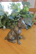 Vintage Solid Brass Metal Boxer Dog Figurine 4" t