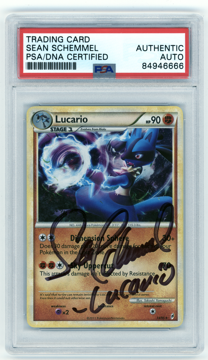 PSA Signed Sean Schemmel Pokémon TCG Lucario 14/95 Call of Legends