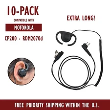 [10x] Extra Long PTT Earpieces for Motorola Radio RDM2070d CLS1110 Mag One BPR40