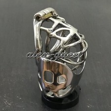 Men Short Metal Locking Belt Stainless Steel Male Chastity Device Ball Cage