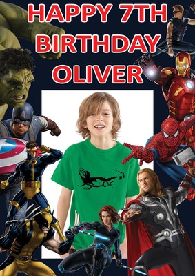 LARGE KIDS MARVEL BIRTHDAY POSTER BANNER PERSONALISED ANY NAME THEME TEXT PHOTO