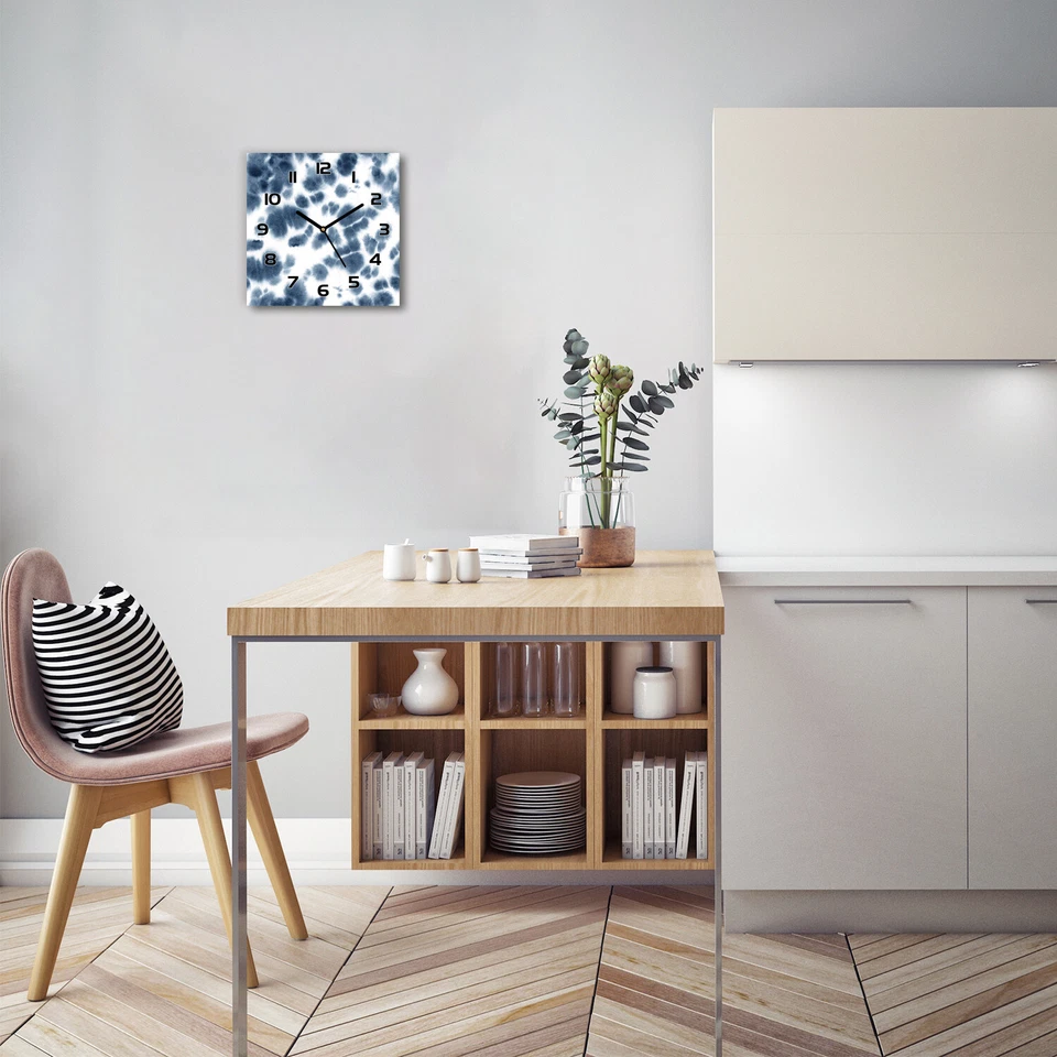 Horloge Murale En Verre moderne Bleu encre 30x30 - Photo 3/4